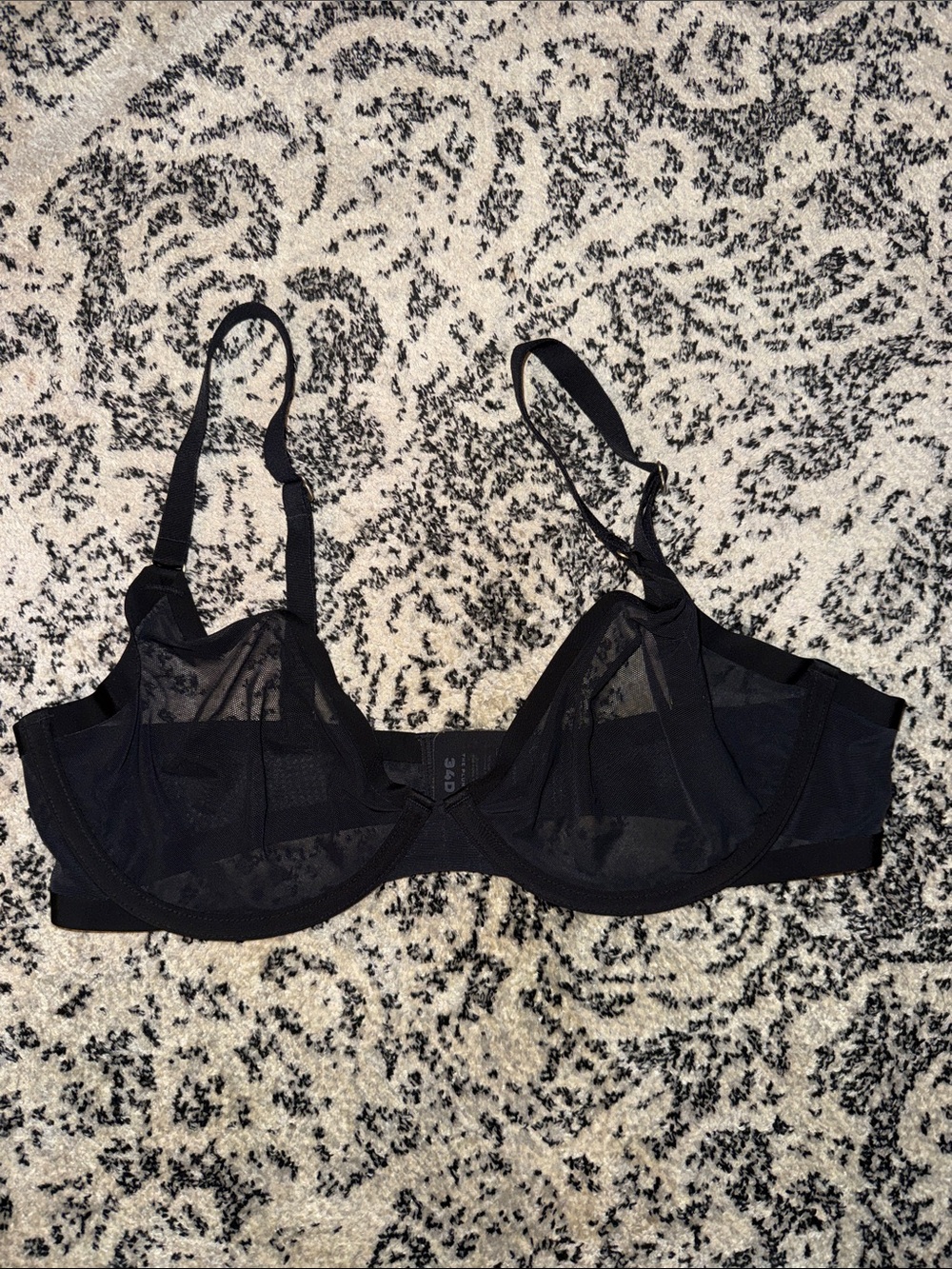 CUUP Women’s Black Sheer Underwire Bra 34D